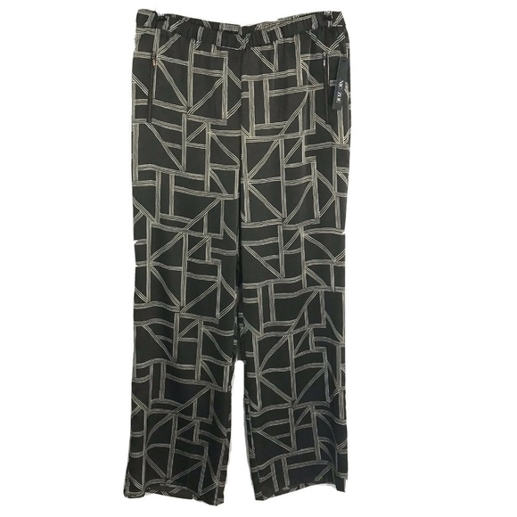 NIC+ZOE Pants Brown Tan Geometric NWT Exposed Zipper - Picture 1 of 6